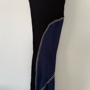 Brown and Blue Ribbed Knit Skirt